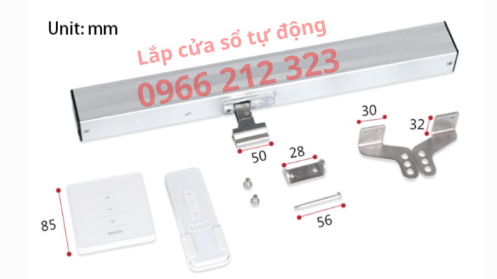 Chi tiết kích thước các phụ kiện cửa sổ điện Chi tiết kích thước các phụ kiện cửa sổ điện
